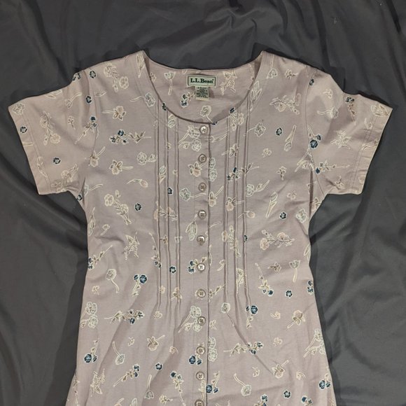 L.L. Bean | Vintage Women's Floral Button Front Tie Back Maxi Dress Pink Med Reg - Picture 4 of 5